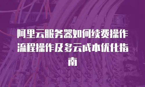 阿里云服务器如何续费操作流程操作及多云成本优化指南