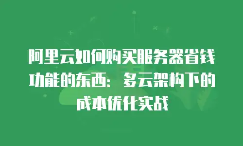 阿里云如何购买服务器省钱功能的东西：多云架构下的成本优化实战