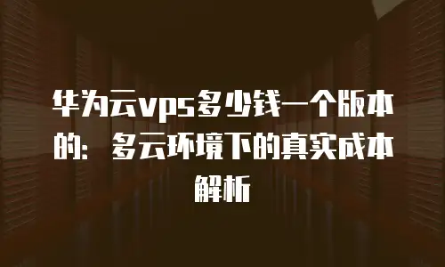 华为云vps多少钱一个版本的：多云环境下的真实成本解析