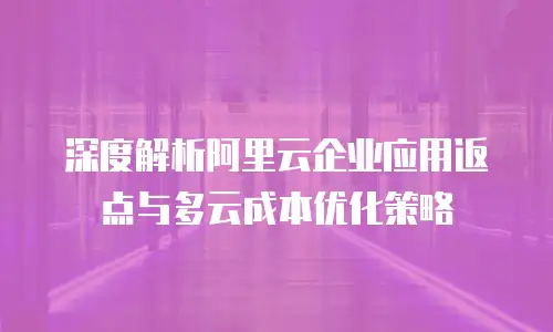 深度解析阿里云企业应用返点与多云成本优化策略