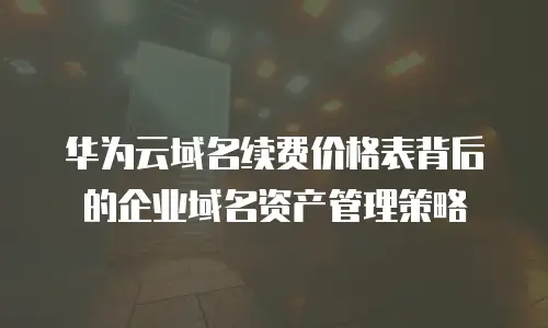 华为云域名续费价格表背后的企业域名资产管理策略