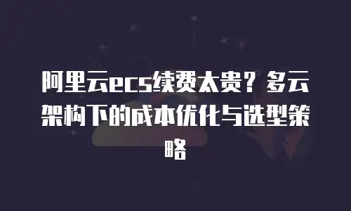 阿里云ecs续费太贵？多云架构下的成本优化与选型策略