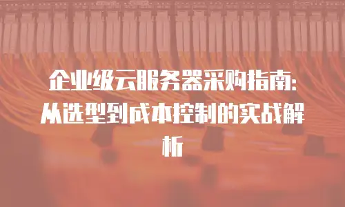 企业级云服务器采购指南：从选型到成本控制的实战解析