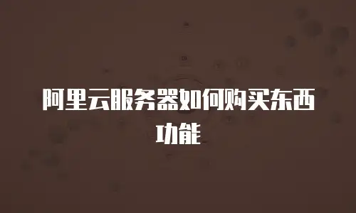阿里云服务器如何购买东西功能