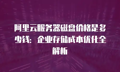 阿里云服务器磁盘价格是多少钱：企业存储成本优化全解析