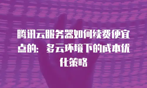 腾讯云服务器如何续费便宜点的：多云环境下的成本优化策略