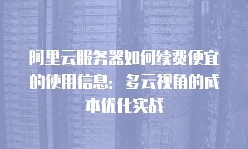 阿里云服务器如何续费便宜的使用信息：多云视角的成本优化实战