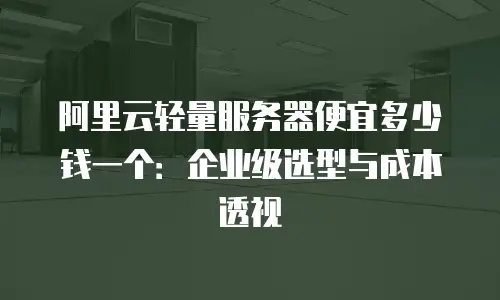 阿里云轻量服务器便宜多少钱一个：企业级选型与成本透视