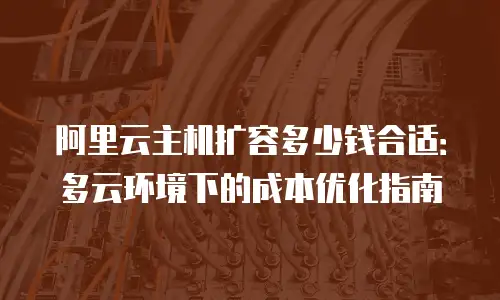 阿里云主机扩容多少钱合适：多云环境下的成本优化指南