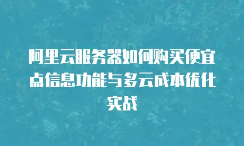 阿里云服务器如何购买便宜点信息功能与多云成本优化实战