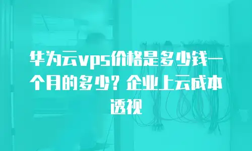 华为云vps价格是多少钱一个月的多少？企业上云成本透视