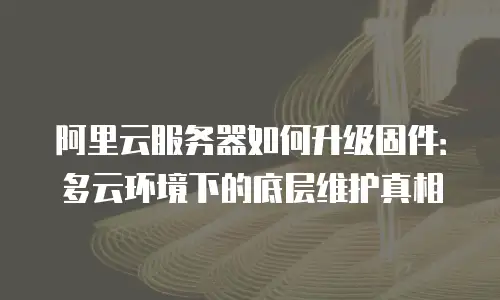 阿里云服务器如何升级固件：多云环境下的底层维护真相