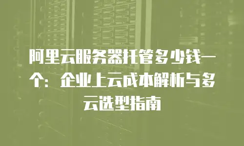 阿里云服务器托管多少钱一个：企业上云成本解析与多云选型指南