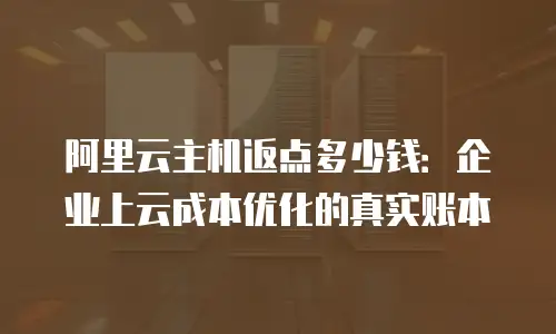 阿里云主机返点多少钱：企业上云成本优化的真实账本