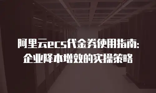阿里云ecs代金券使用指南：企业降本增效的实操策略