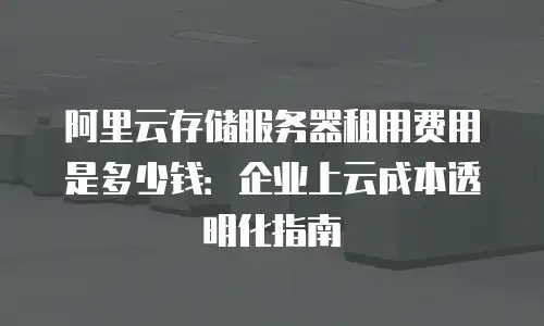 阿里云存储服务器租用费用是多少钱：企业上云成本透明化指南