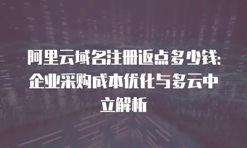 阿里云域名注册返点多少钱：企业采购成本优化与多云中立解析