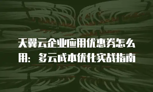 天翼云企业应用优惠券怎么用：多云成本优化实战指南