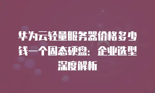 华为云轻量服务器价格多少钱一个固态硬盘：企业选型深度解析