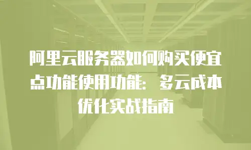 阿里云服务器如何购买便宜点功能使用功能：多云成本优化实战指南