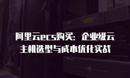 阿里云ecs购买：企业级云主机选型与成本优化实战