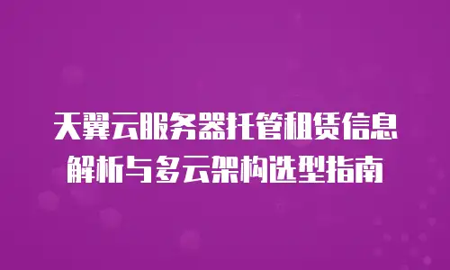 天翼云服务器托管租赁信息解析与多云架构选型指南