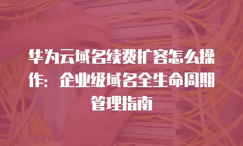 华为云域名续费扩容怎么操作：企业级域名全生命周期管理指南