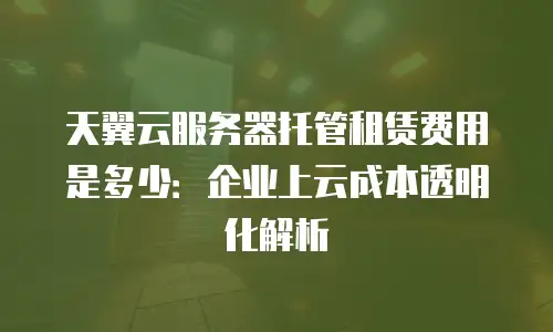 天翼云服务器托管租赁费用是多少：企业上云成本透明化解析