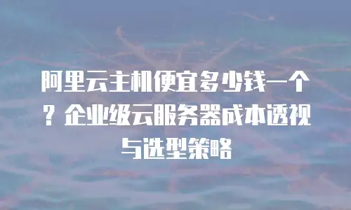 阿里云主机便宜多少钱一个？企业级云服务器成本透视与选型策略