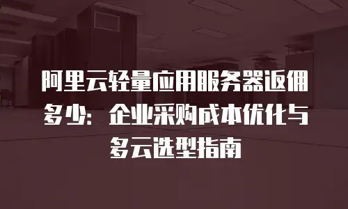 阿里云轻量应用服务器返佣多少：企业采购成本优化与多云选型指南