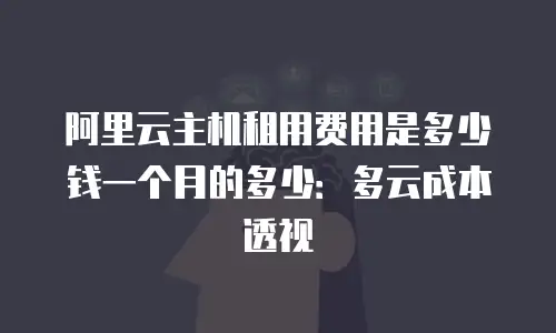 阿里云主机租用费用是多少钱一个月的多少：多云成本透视