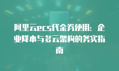 阿里云ecs代金券使用：企业降本与多云架构的务实指南