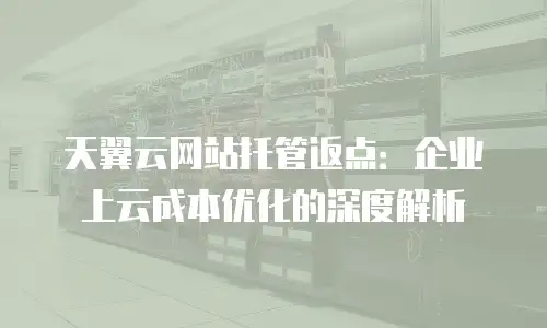 天翼云网站托管返点：企业上云成本优化的深度解析