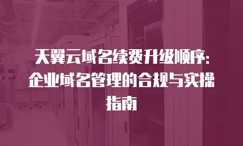 天翼云域名续费升级顺序：企业域名管理的合规与实操指南