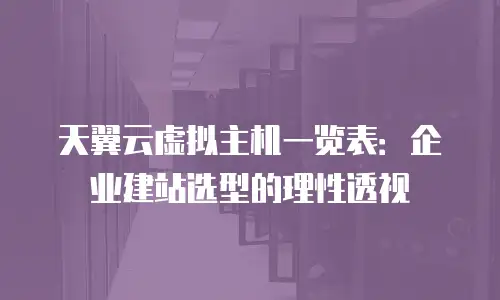 天翼云虚拟主机一览表：企业建站选型的理性透视