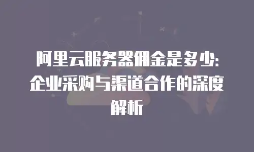 阿里云服务器佣金是多少：企业采购与渠道合作的深度解析