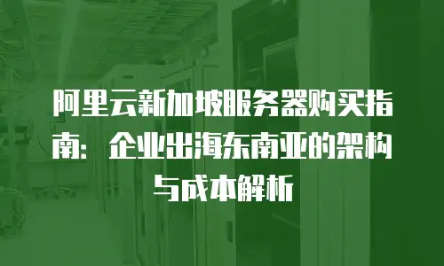 阿里云新加坡服务器购买指南：企业出海东南亚的架构与成本解析