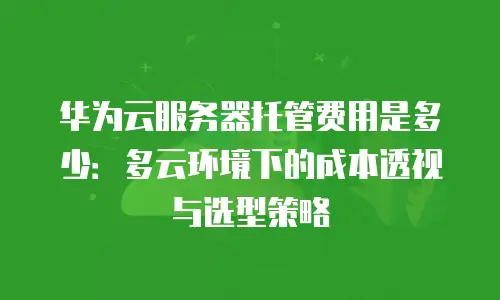 华为云服务器托管费用是多少：多云环境下的成本透视与选型策略