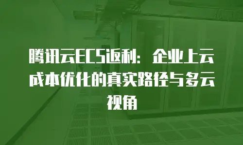 腾讯云ECS返利：企业上云成本优化的真实路径与多云视角