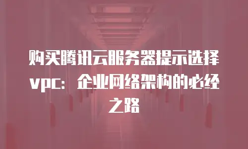 购买腾讯云服务器提示选择vpc：企业网络架构的必经之路