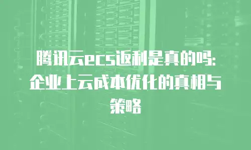 腾讯云ecs返利是真的吗：企业上云成本优化的真相与策略
