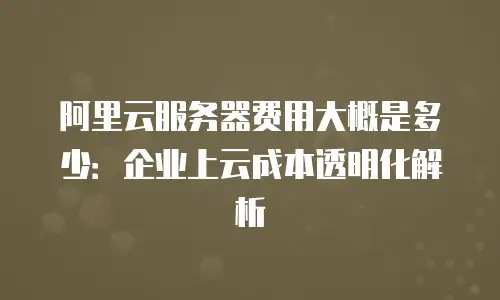 阿里云服务器费用大概是多少：企业上云成本透明化解析