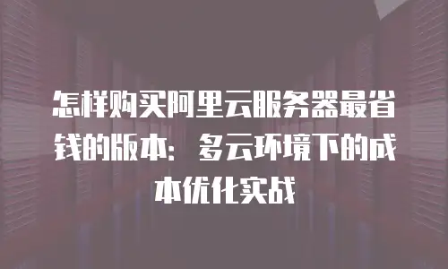 怎样购买阿里云服务器最省钱的版本：多云环境下的成本优化实战