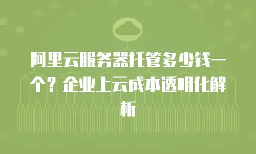 阿里云服务器托管多少钱一个？企业上云成本透明化解析