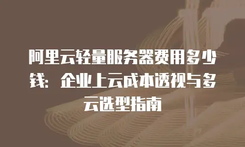 阿里云轻量服务器费用多少钱：企业上云成本透视与多云选型指南