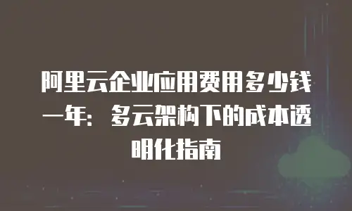 阿里云企业应用费用多少钱一年：多云架构下的成本透明化指南