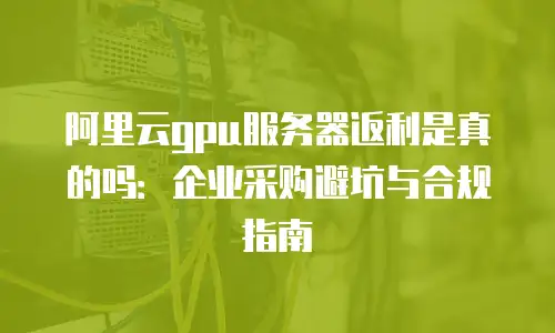 阿里云gpu服务器返利是真的吗：企业采购避坑与合规指南