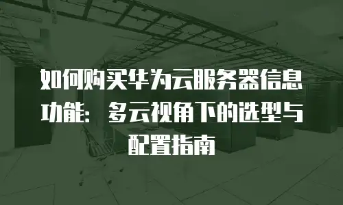 如何购买华为云服务器信息功能：多云视角下的选型与配置指南
