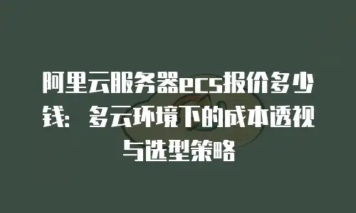 阿里云服务器ecs报价多少钱：多云环境下的成本透视与选型策略