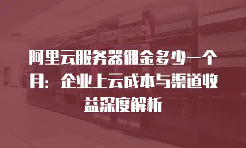 阿里云服务器佣金多少一个月：企业上云成本与渠道收益深度解析